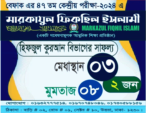 বেফাকুল মাদারিসিল আরাবিয়া বাংলাদেশ কওমী মাদরাসা শিক্ষা বোর্ড পরিক্ষায় হিফজুল কুরআন বিভাগের সাফল্য